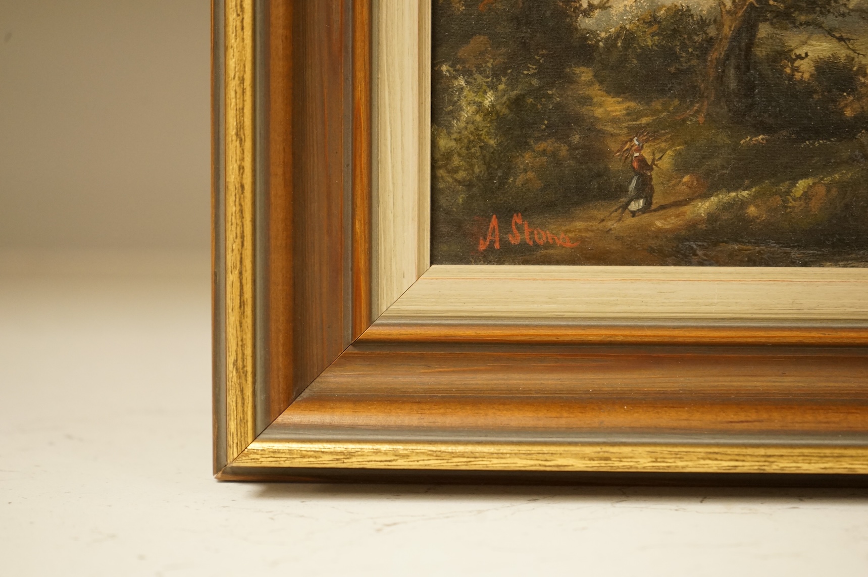 Ada Stone (1879-1904), Pastoral landscape with figure, signed, oil on canvas, 19 x 28cm